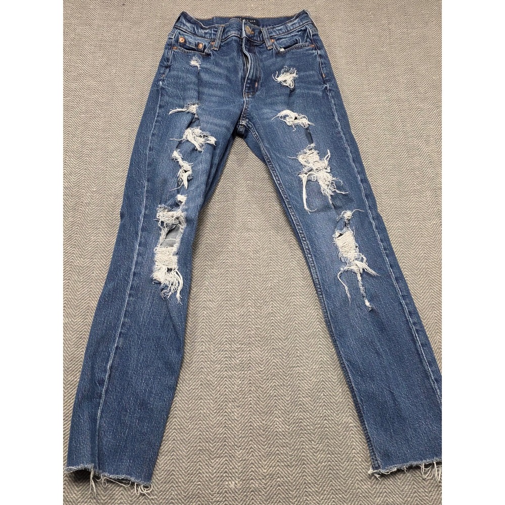 AEROPOSTALE Women's Blue Distressed Mom Jeans Size 00 Reg